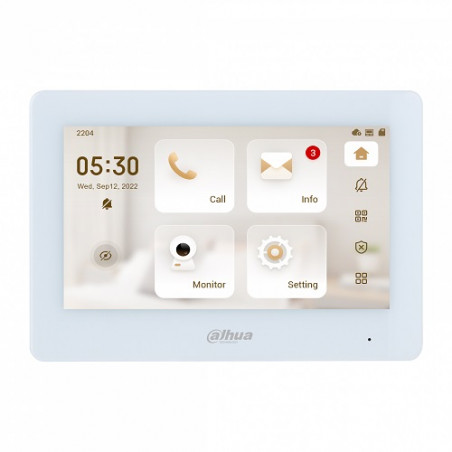 IP domofono monitorius 7 col. Wi-Fi,1024x600,Micro SD kortelės prievadas,PoE(802.3af) baltas, SIP