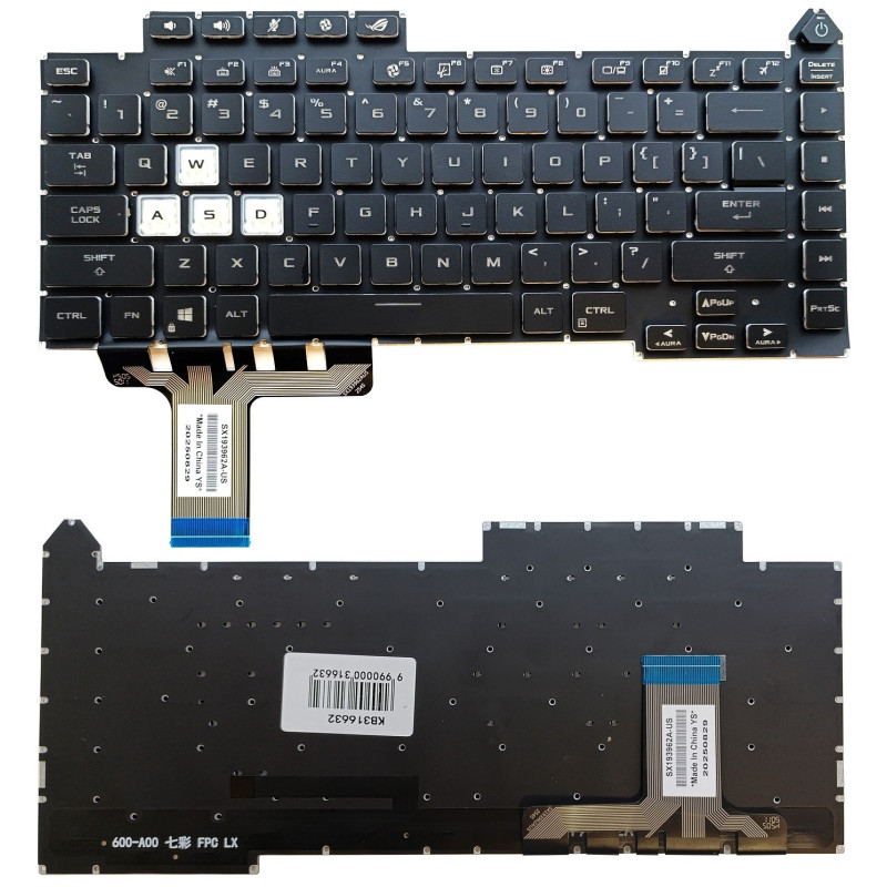 Klaviatūra ASUS G15 G513, G513Q, G533, su RGB pašvietimu, US
